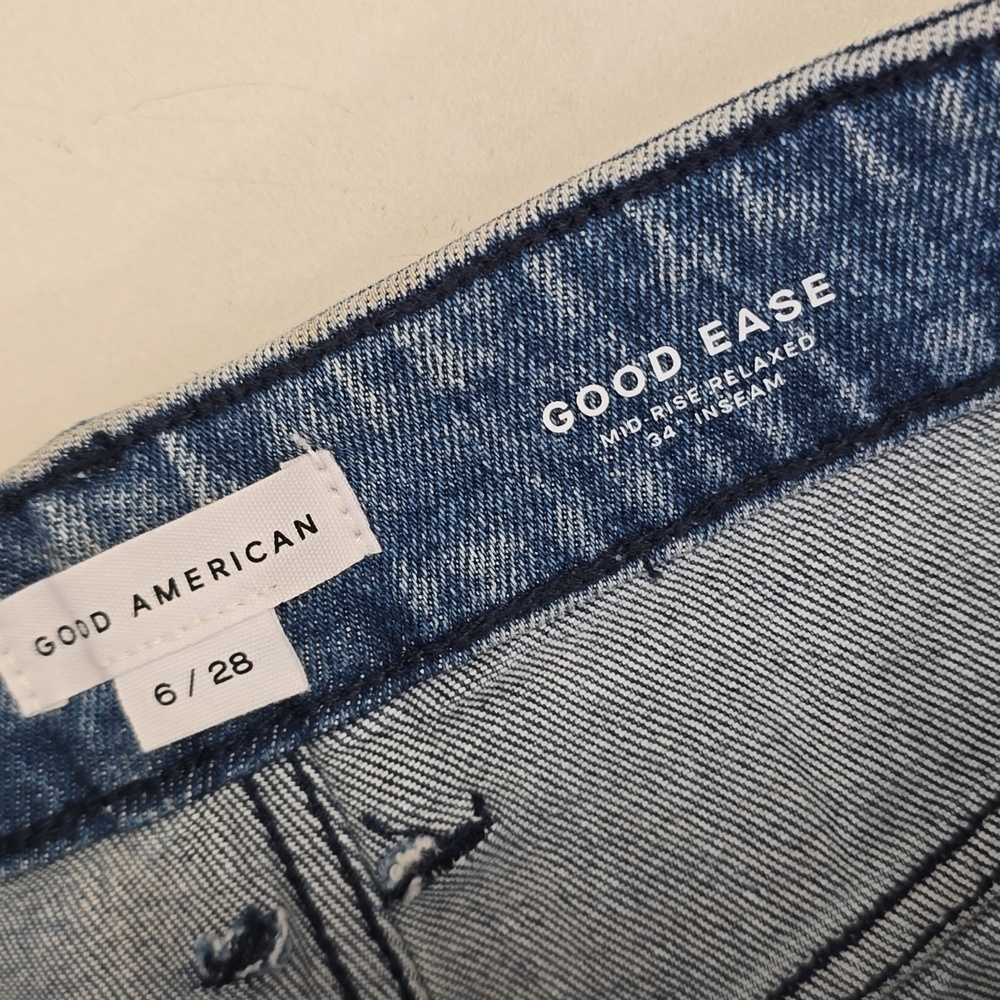 Good American GOOD EASE RELAXED DIAMOND JEANS - NWT - Size 6 - crystal pinstripe - Picture 10 of 16